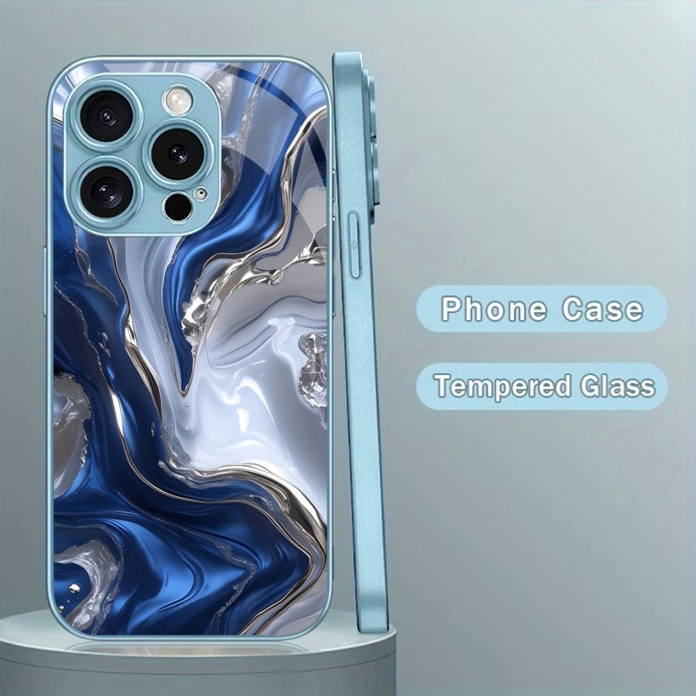 Pc Case Tempered Glass - Сине-серебристый чехол для телефона с эффектом